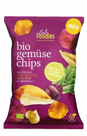 Bio Gemüsechips - Pastinake, Süßkartoffel, Rote Rübe
