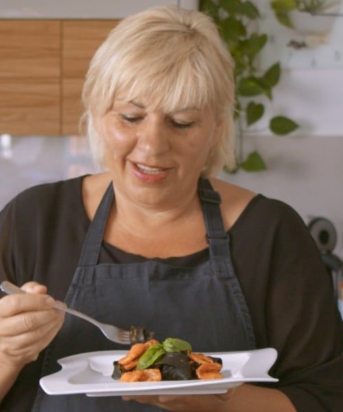 Sepia Pasta mit Scampi